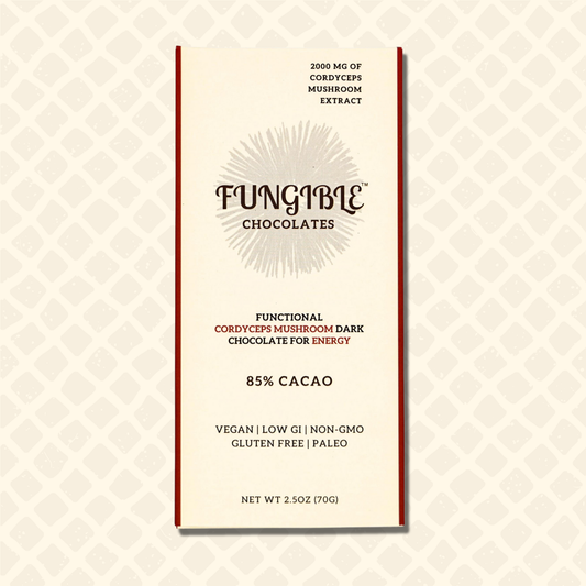 Functional Cordyceps Mushroom Dark Chocolate Bar for Energy (85% cacao)