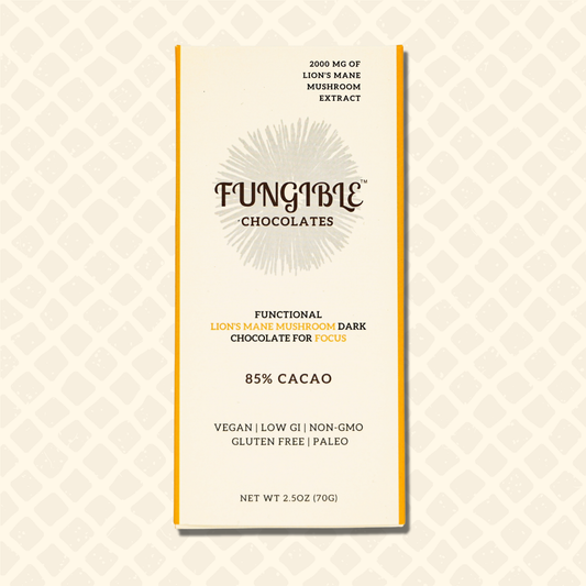 Functional Lion's Mane Mushroom Dark Chocolate Bar for Focus (85% cacao)
