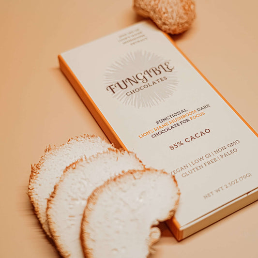 Functional Lion's Mane Mushroom Dark Chocolate Bar for Focus (85% cacao)